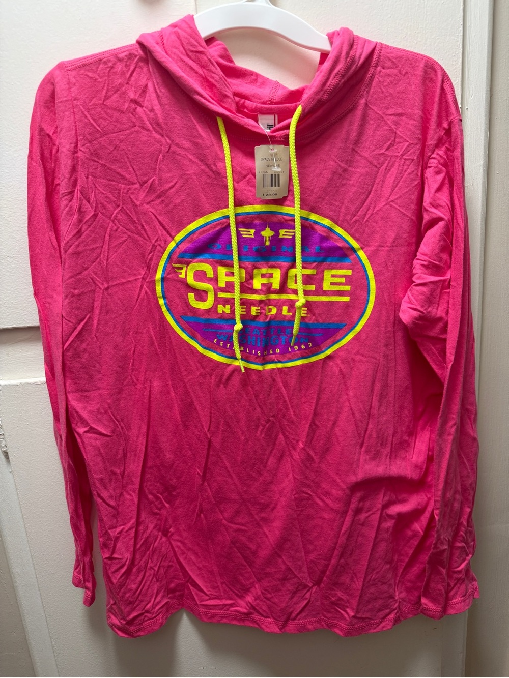 Neon Pink Pullover Sweater with Hoodie